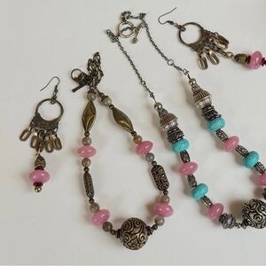 Pink Jade Jewelry Set